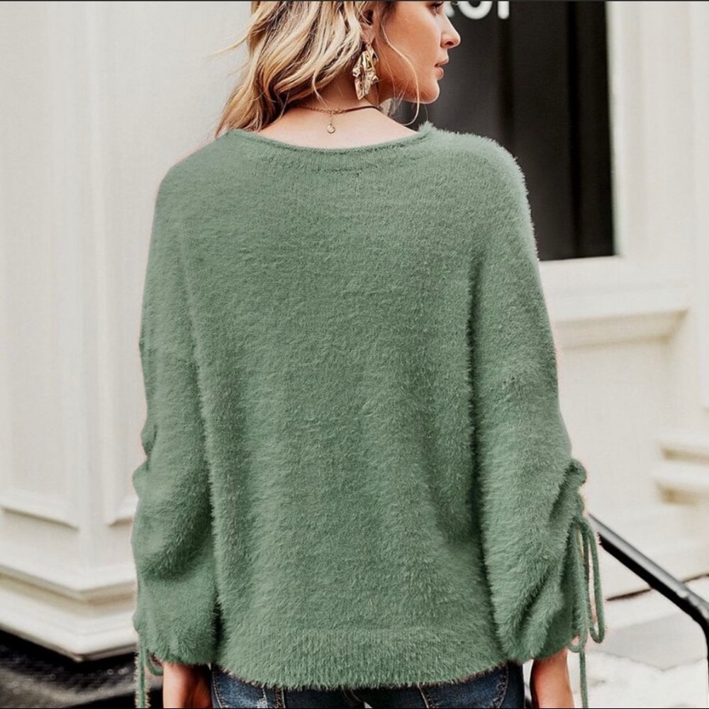 Softest Mohair Sweater With Tie-Ruched Arms - Picture 4 of 9